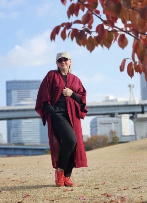 Lniane kimono Burgundy Flow