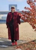 Lniane kimono Burgundy Flow