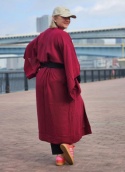 Lniane kimono Burgundy Flow