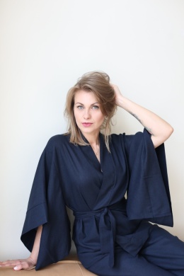 Granatowe kimono krótkie Navy