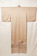 Jedwabne kimono tomesode w kolorze jasno-łososiowym