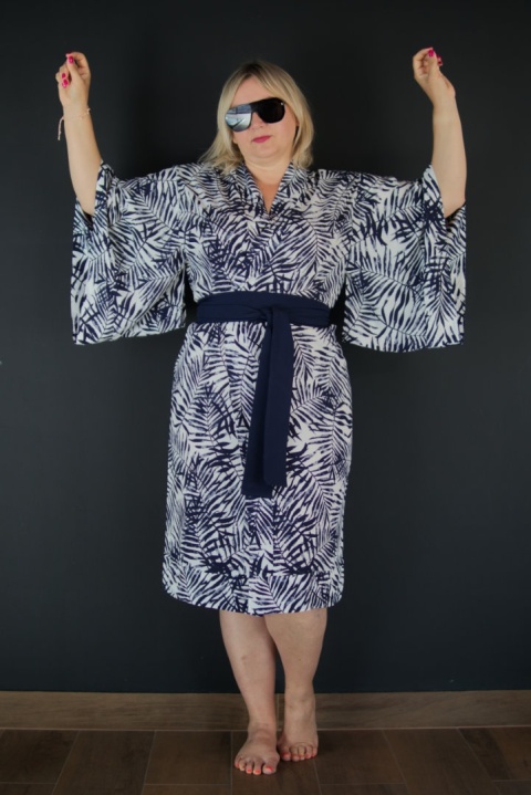 Kimono biało-granatowe Natural