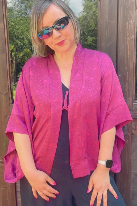 Krótkie kimono Fuchsia Blossom